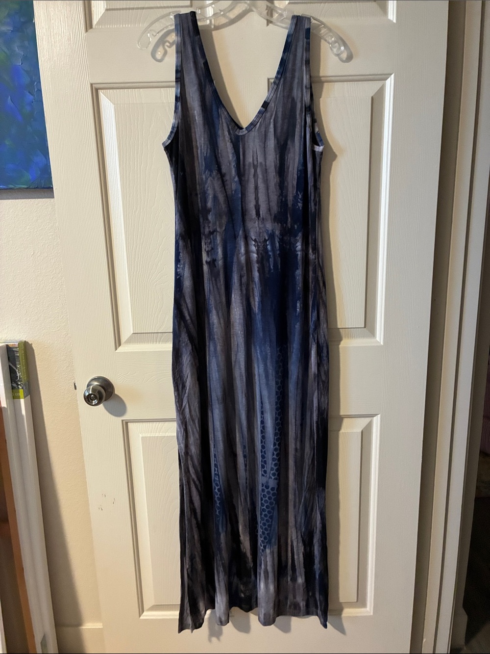 Karen Kane Navy and Gray Tie-Dye V-Neck Maxi Dress - Picture 4 of 5